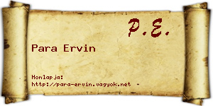 Para Ervin névjegykártya